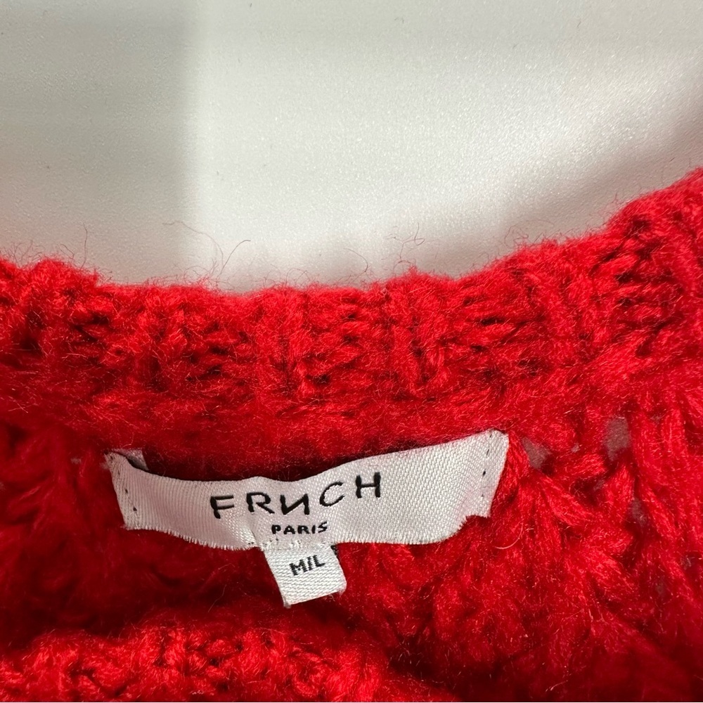 FRNCH Red Knit V Neck Sweater - Picture 7 of 8